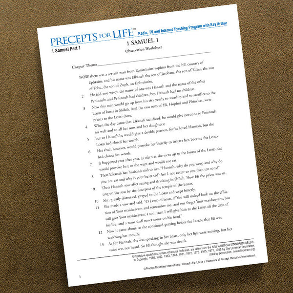 1 SAMUEL PART 1-OWS-PRECEPTS FOR LIFE STUDY GUIDE-DOWNLOAD