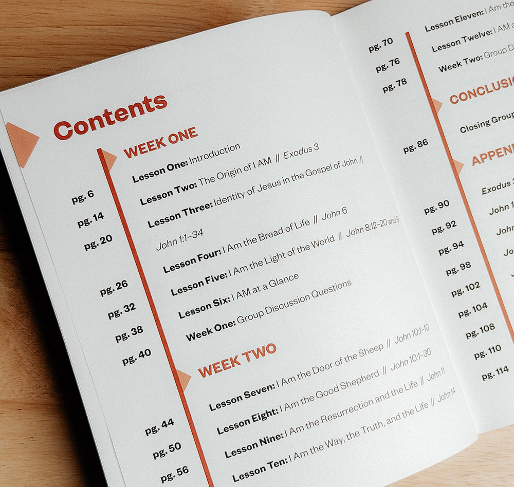 I AM: The Identity of Jesus, table of contents