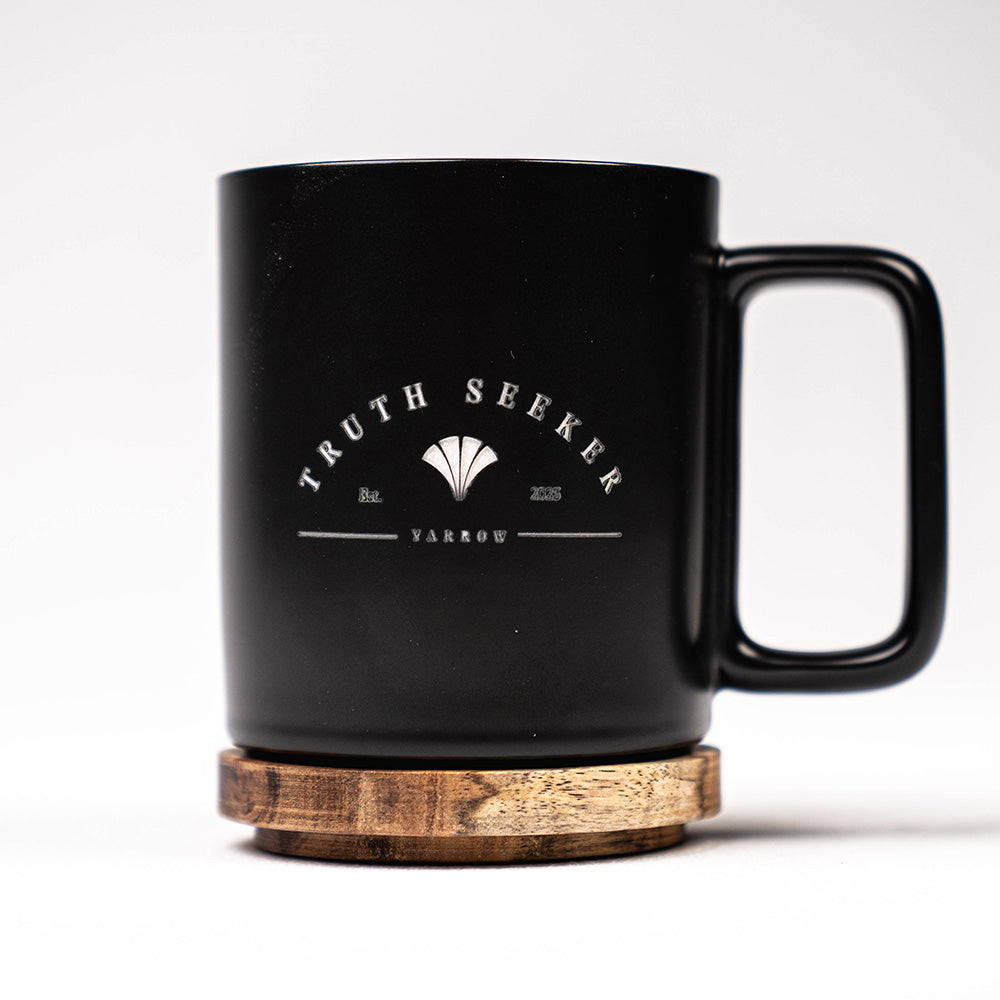 Yarrow Truth Seeker Mug, a coaster to protect your surfaces from heat